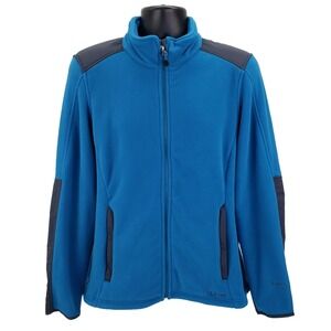 LL Bean Polartec Wind‎ Pro Fleece Jacket Women Large Blue Full Zip Granola Girl